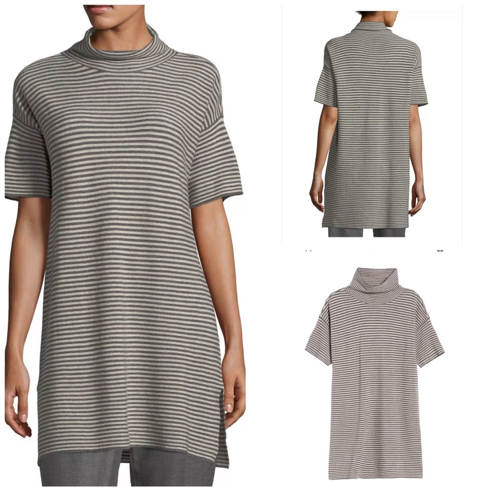 Eileen Fisher Merino wool mock neck knit tunic